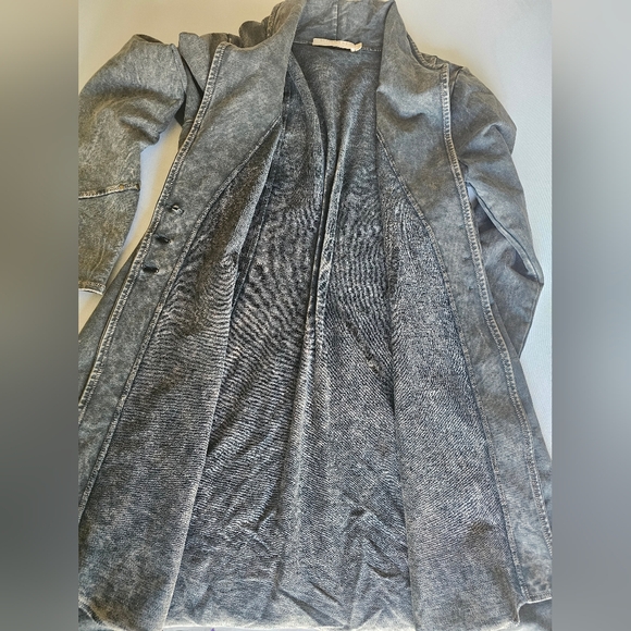 TESTIMONY Victorian Gold Button Jacket Womens Sz S Black Acid Wash French Terry. - Picture 16 of 16